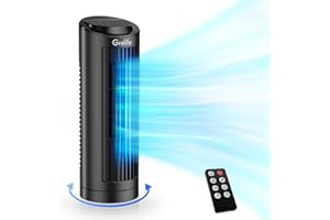 Grelife 13" Bladeless Tower Fan with 70° Oscillation, Touch Screen and Remote Control, 3 Speeds, 4 Wind Modes, 12-Hour Timer - Compact Cooling for Home Office Bedroom