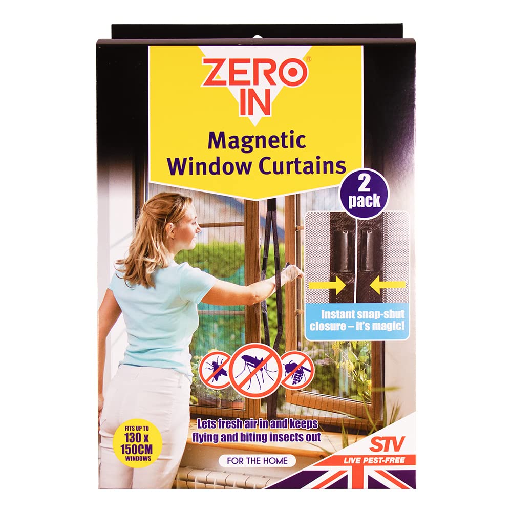 Zero In Magnetic Insect Curtains for Windows - Twinpack 130 x 150cm Washable, UV Resistant Protects Homes from Insects and Flies