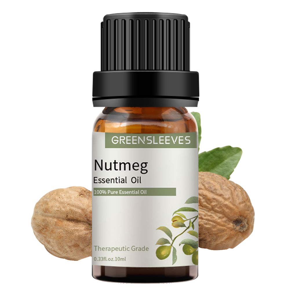 GREENSLEEVES Nutmeg Essential Oil, 100% Pure, Undiluted Organic Nutmeg Aromatherapy Diffuser Oils 10ml