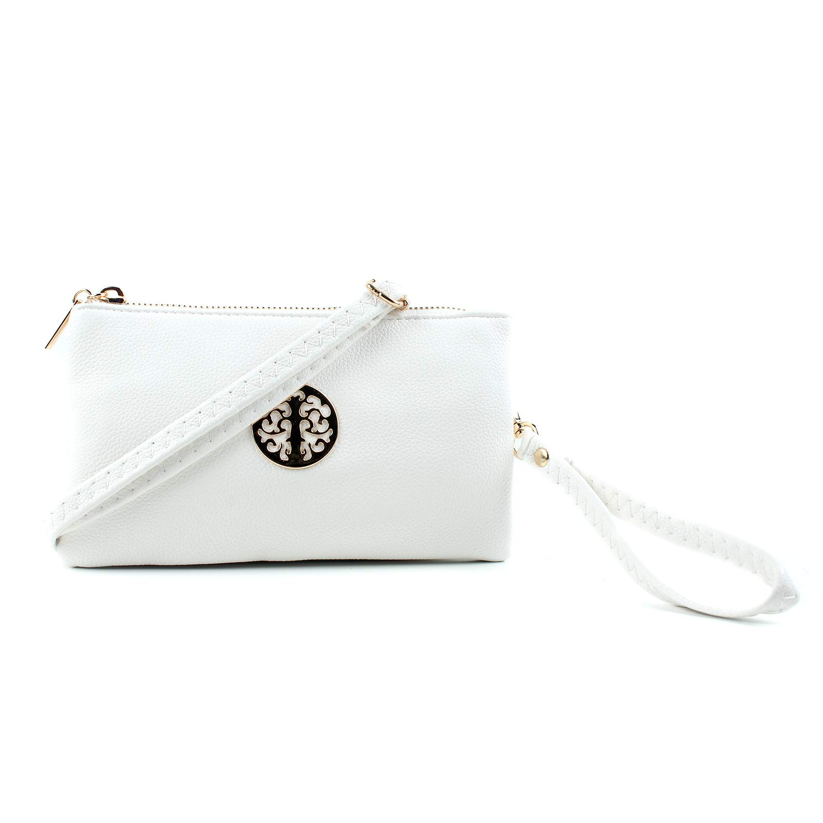 AOSSTA Womens Small Crossbody Bag for Girls Crossbody Phone Bags Mini Shoulder Handbag With Wristlet Adjustable Strap (3141 White)