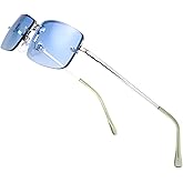 The Fresh Minimalist Small Rectangular Sunglasses Clear Eyewear Spring Hinge - Gift Box Package (204-Silver, Gradient Blue, 51)