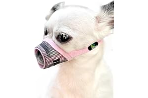 MOIILAVIN Dog Muzzle,Soft Mesh Muzzle for Barking Grooming Biting Chewing for Small Medium Breeds, Barkless Mesh Muzzle Stop Puppy Eating Poop&Rocks XXS XS S (Pink, XXS)