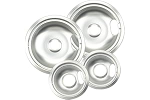 Mejiao 4 Pack (2) 6" & (2) 8" Electric Stove Burner Covers, Replacement Chrome Drip Pans for Whirlpool W10278125 W10196405 W10196406