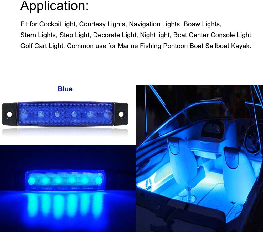 HONG 111 Marine Boat Lights, Utility Led Interior Lights for Boat Deck Courtesy Cockpit Decoration Light, 12V Waterproof Boat Navigation Lights for Bow and Stern, Kayak Lights (10 Pack) (Blue) : Sports & Outdoors