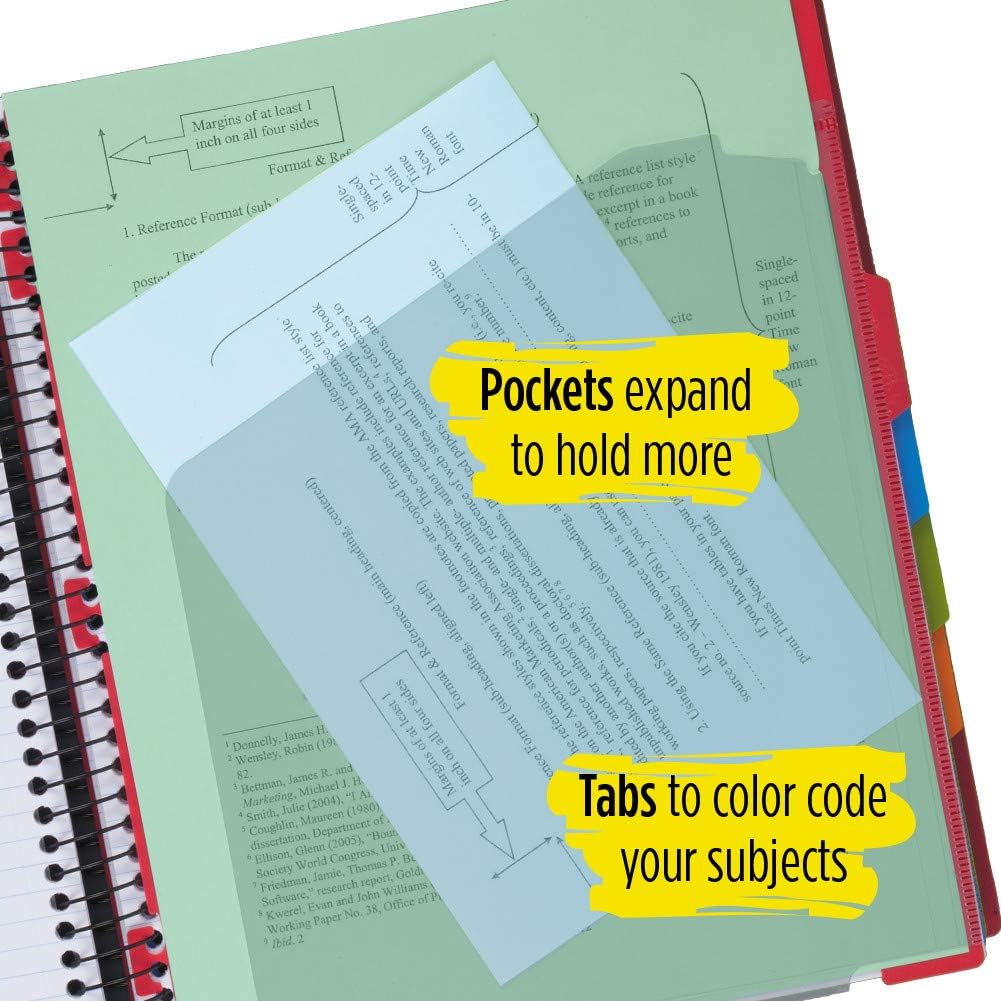 Five Star Advance Spiral Notebook, 5 Subject, College Ruled Paper, 200 Sheets, 11 x 8-1/2 inches, Black (73144) : Office Products