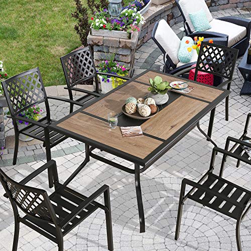 PATIO TREE Outdoor Dining Table with WoodenLike Top Patio Rectangular