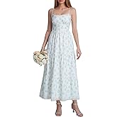 Auraxe Women's Summer Gingham Corset Flowy Wedding Guest Maxi Dress Casual Smocked Sleeveless Beach Party Long Sundress