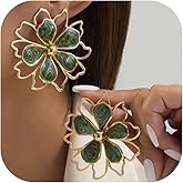 Gold Big Flower Dangle Earrings Boho Large Flower Statement Earrings Irregular Petal Earring Unique Trendy Wedding Holiday Jewelry ﻿