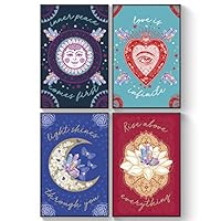 Pillow & Toast Mandala Wall Hangings for Bedroom Decoration, Set of 4 Inner Peace and Self Love Art Prints, Crystals Zodiac Inspiring Quotes, Girls Magical Wall Art, Yoga Gifts for Women