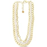Martha Stewart Three Strand Pearl and Chain Necklace In Gold For Women