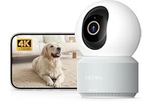 Anona Pano 4K UHD Indoor Camera, Pet/Dog/Baby Security Camera with Phone App, 360° Pan-Tilt, 5G/2.4G Dual-Band Wi-Fi 6, Auto-Tracking, Person/Pet/Baby Crying Detection, Privacy Mode, Two-Way Audio
