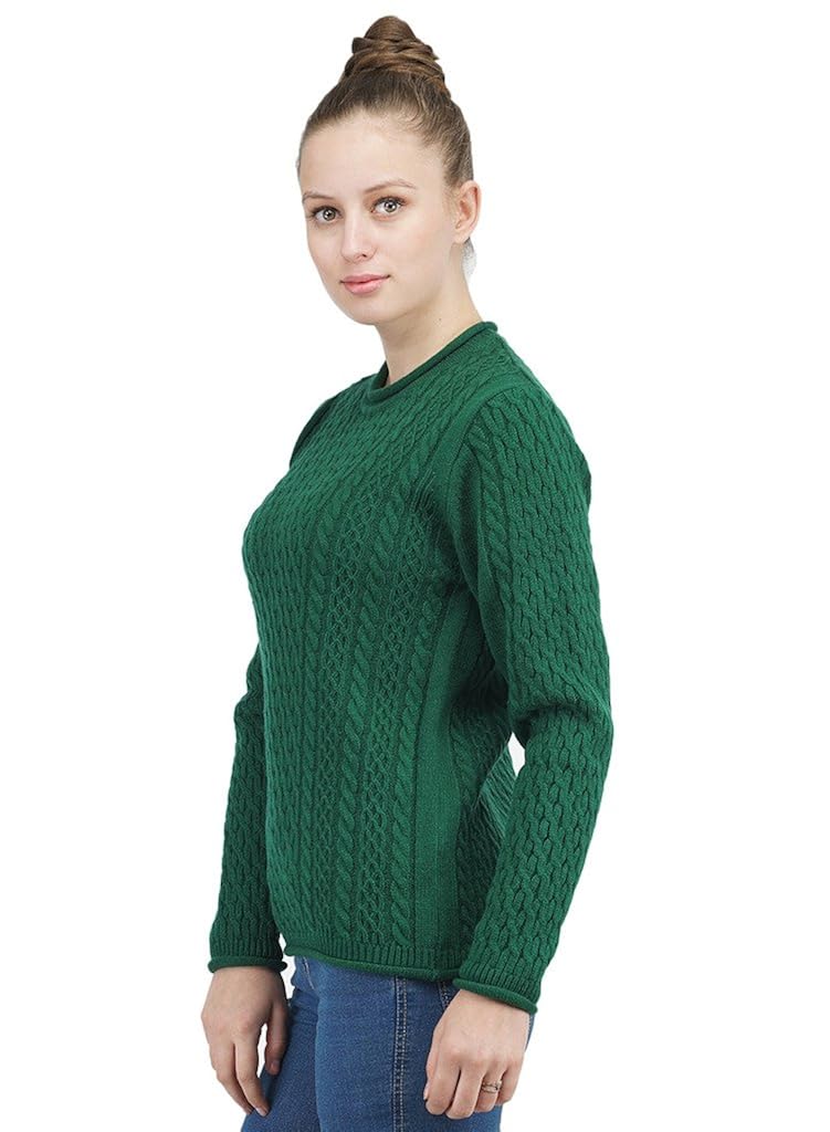 kalt women's round neck full sleeves cable acrylic sweater