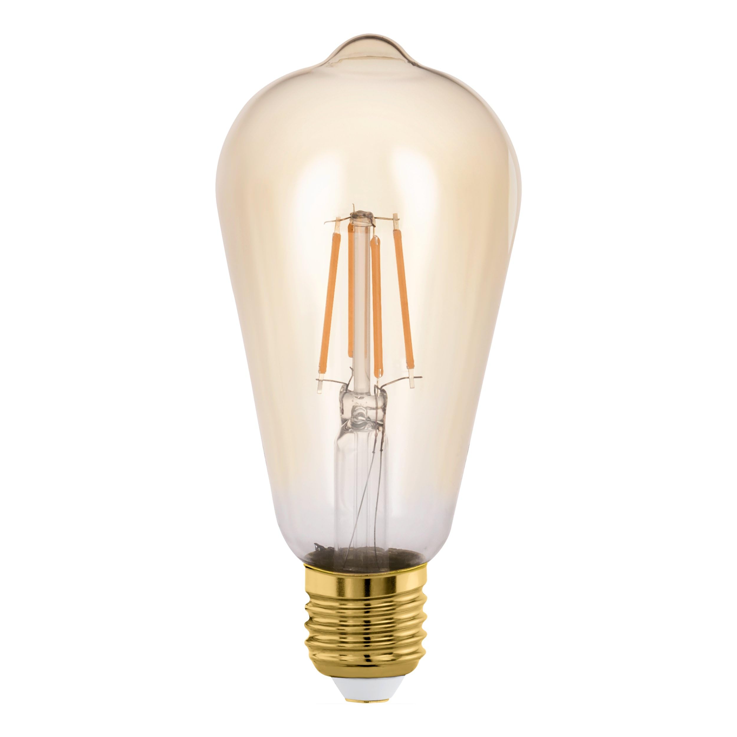 Eglo Connect.z Set of Smart Home E27 LED Light Bulb with Motion Sensor, ST64, ZigBee, Amber Vintage Lightbulb, app Control, dimmable, 500 Lumen, 5.5 watt, Warm White