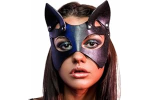 CLOACE Black Leather Cosplay Masks Masquerade Party Cat Mask Party PU Eye Covers Halloween Costume Eye Accessory