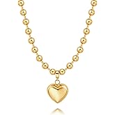 POTESSA 18K Gold Plated Pendant Necklace Medallion Coin Heart Y Shaped Chain Toggle Necklace for Women Jewelry