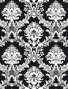 Black and White Damask Wallpaper - - Amazon.com
