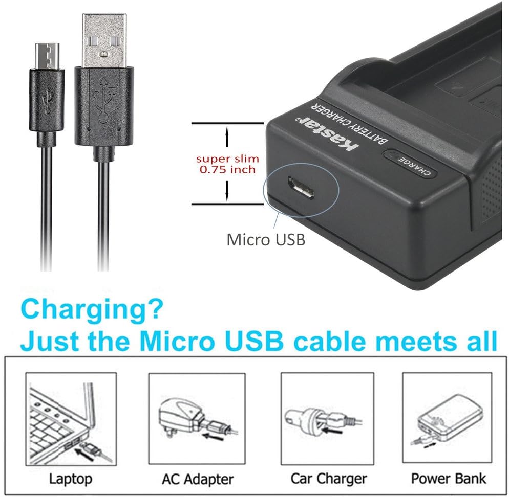 Kastar Battery (X2) & Slim USB Charger for JVC BN-VF808, BN-VF808U, BNVF808 and JVC Everio GZ-MG130 148 150 155 175 255 275 575 GZ-HD7 GR-D745 746 750 760 770 771 775 790 796 JVC MiniDV + More : Camera & Photo