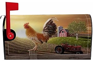 Numland Magnetic Mailbox Covers Polyester Oxford Cloth Anti-UV and Reusable Letterbox Cover 21×18 Inch,Perched Rooster