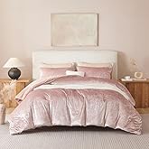 Erwinmu Pink Comforter Set Twin Size, Crushed Velvet Luxury Bedding Set Winter Warm Fuzzy Flannel Bed Set for Girls,Sparkling Comforter and 1 Pillowcase