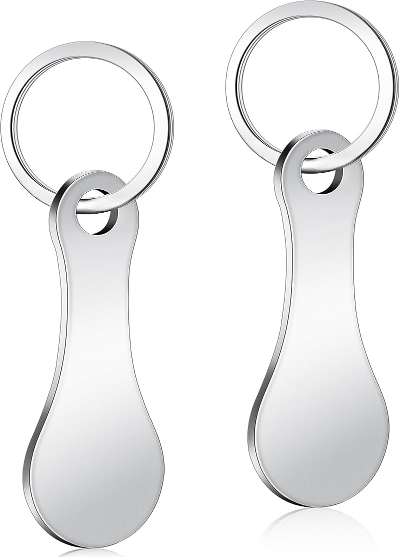 Caianwin 2Pcs Trolley Token Stainless Steel Removable Trolley Key for