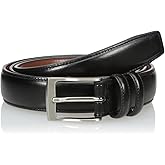 Perry Ellis Men's Hc Milled Leather Belt, Stitched, Two Loops, Antique Silver Buckle, 1.5” Width (Available in Big & Tall)