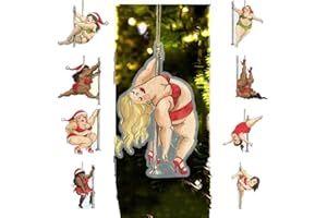 Christmas Decorations Funny Hanging Christmas Tree Decorations Naughty Santa Baubles Ornaments Wacky Acrylic Xmas Tree Pendan