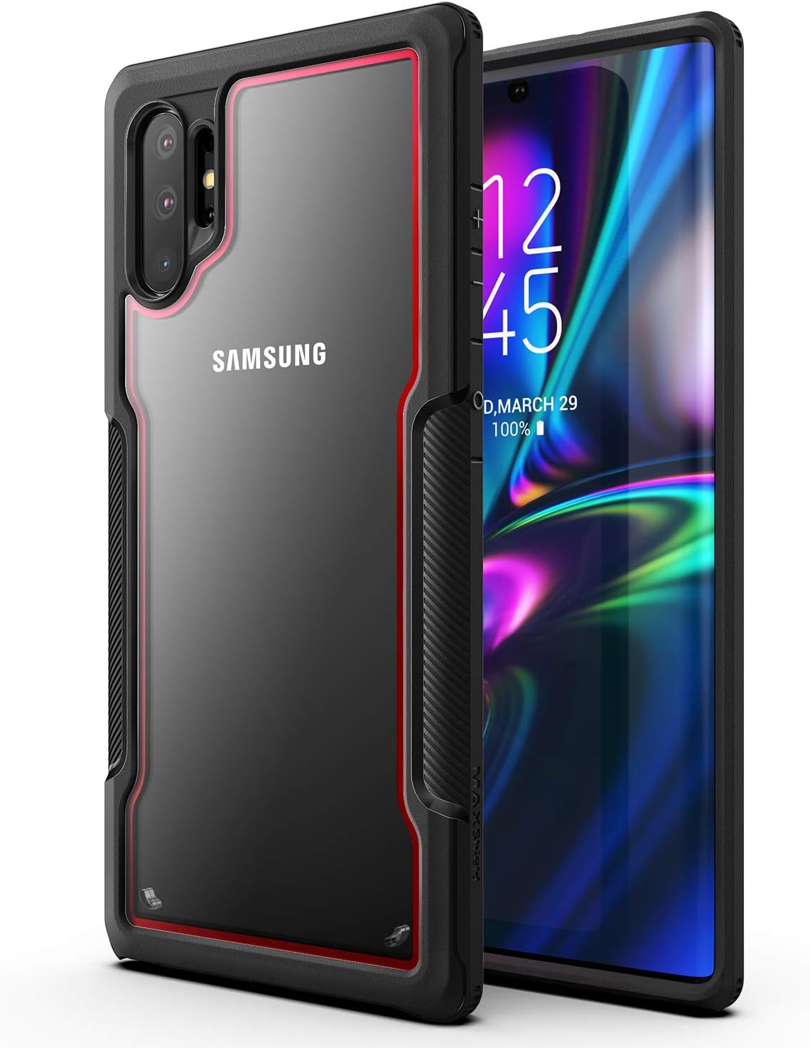 MAXSHIELD Compatible with Samsung Galaxy Note 10 Plus/Note 10 Plus 5G Case, Shockproof Premium Hybrid Protective Slim Clear 6.8 inch Case [Razor X Series]-Red