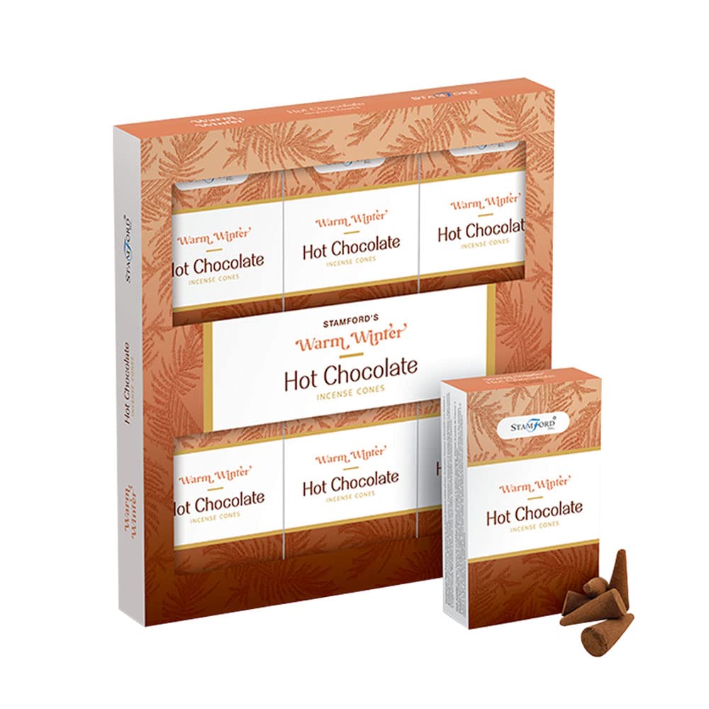 Stamford Premium Aromatherapy Incense Cones - Relaxing, Stress Relief, Meditation, Refreshing Incense Cones Set with Hot Summer Nights and Winter Warmth Range (Winter Warmth Cones, Hot Chocolate)