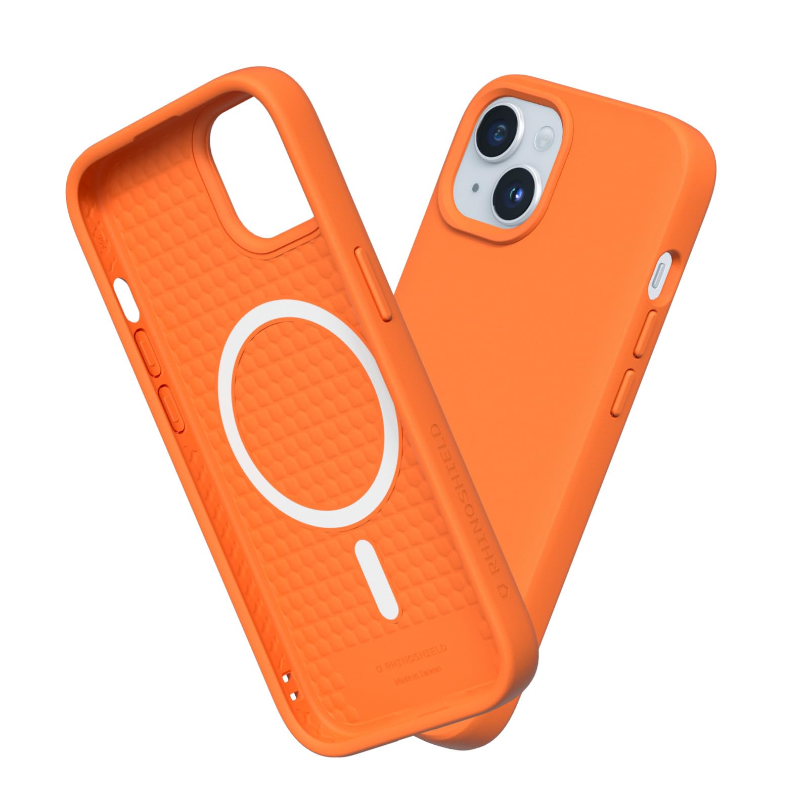 RHINOSHIELD SolidSuit Case Compatible with Magsafe for [iPhone 15 Plus] | Shock Absorbent Slim Design Protective Cover with Premium Matte Finish 3.5M / 11ft Drop Protection - Neon Orange
