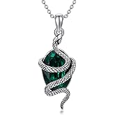 PDTJMTG Snake Necklace Sterling Silver Snake Necklace with Green Crystal Vintage Serpent Necklace Gift for Women Girl