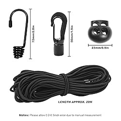 3/16"Bungee Shock Cords with Hooks,65 Feet Elastic