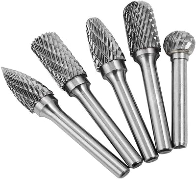 DUDUA 5pcs Tungsten Carbide Rotary Burr Set 10mm 6mm Shank Double Cut