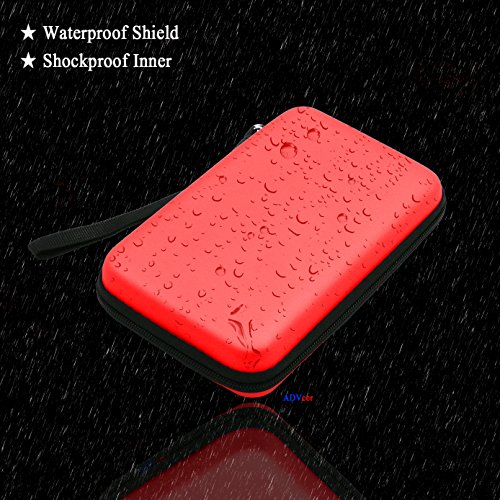ADVcer EVA Waterproof Hard Shield Protective Carrying Case with Detachable Hand Wrist Strap for Nintendo New 3DS XL, 3DS, 3DS XL, 3DS, 3DS LL - Reddish Orange