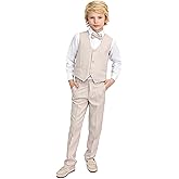Lilax Boys Formal Suit 4 Piece Vest, Pants and Tie Dresswear Suit Set