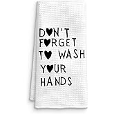 QICLM Funny Bathroom Hand Towels, Don't Forget to Wash Your Hands Decorative Hand Towels for Bathrooms Restroom, Minimalist Heart Modern Kitchen Dish Tea Towels, 16x24 Inch