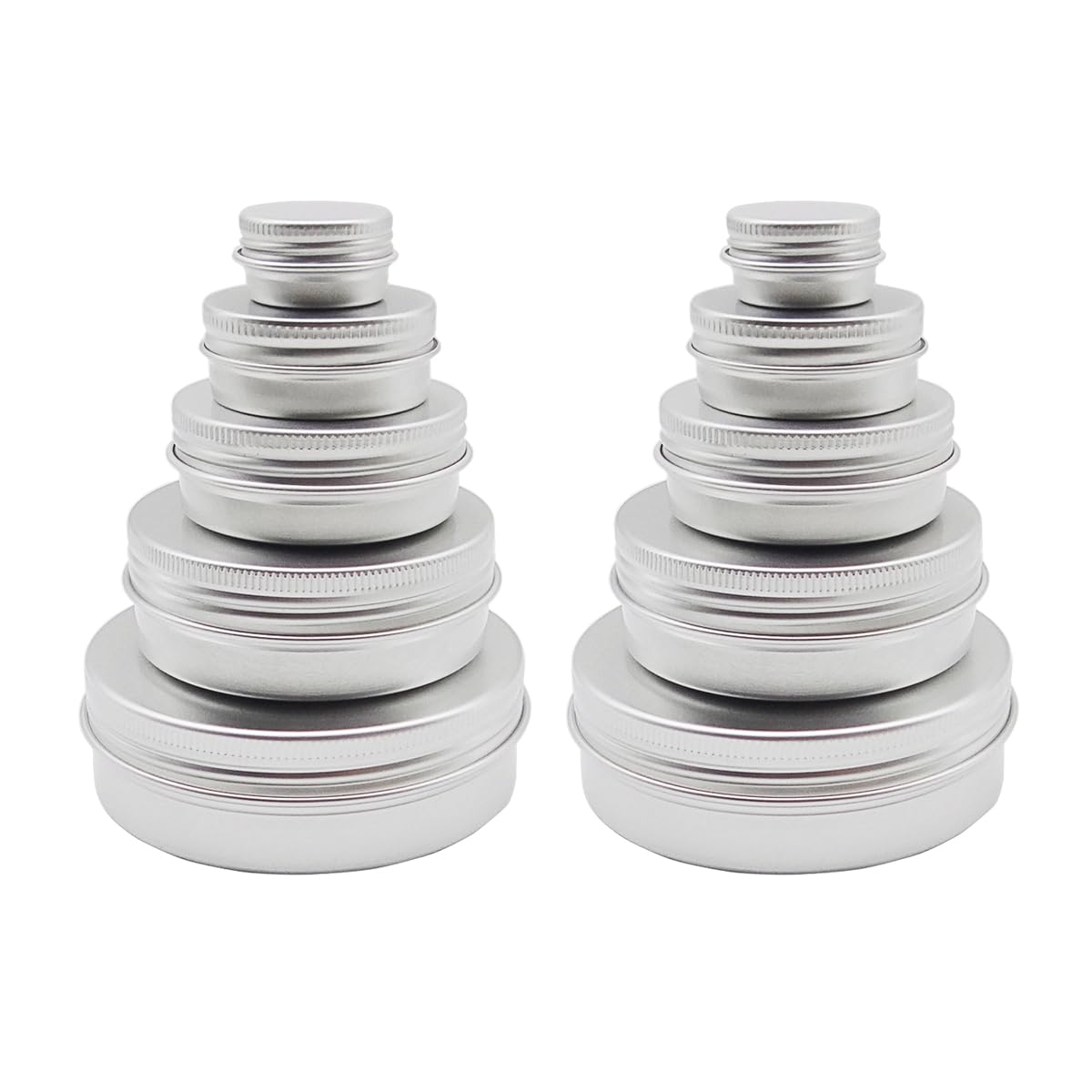 Wopanxye 10pack Aluminum Tin Jars 60ml, 15ml Empty Cosmetics Container Pots Travel 30ml Makeup Tins with Screw Lids, Refillable Small Cosmetic Cans for DIY Cream Sample Powder Candle Tea (mixed size)