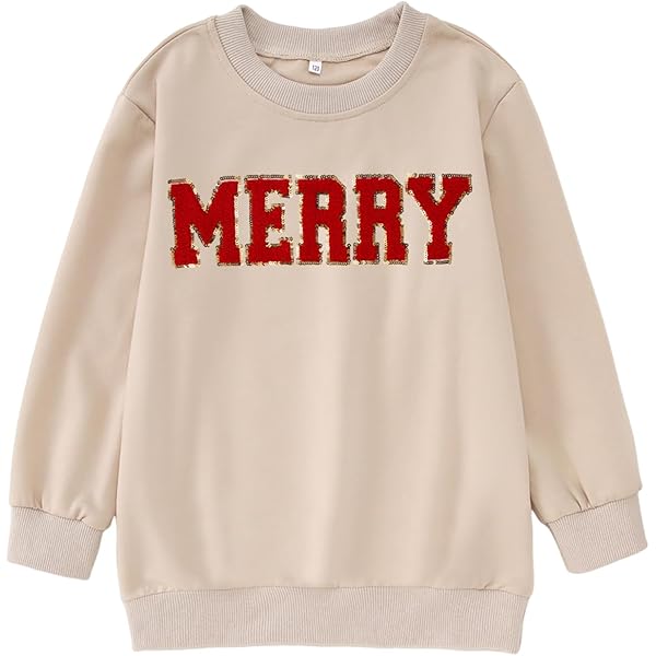 Merry Sweatshirt Women Christmas Glitter Patch Shirt