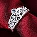 fourHeart 925 Sterling Silver Plated Gorgeous CZ Princess Crown Tiara Band Wedding Cz Eternity Ring
