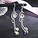 SBLING Platinum-Plated Color Change Multi-Teardrop Earrings Made with Aurora Borealis Austrian Crystals (5.0 cttw)