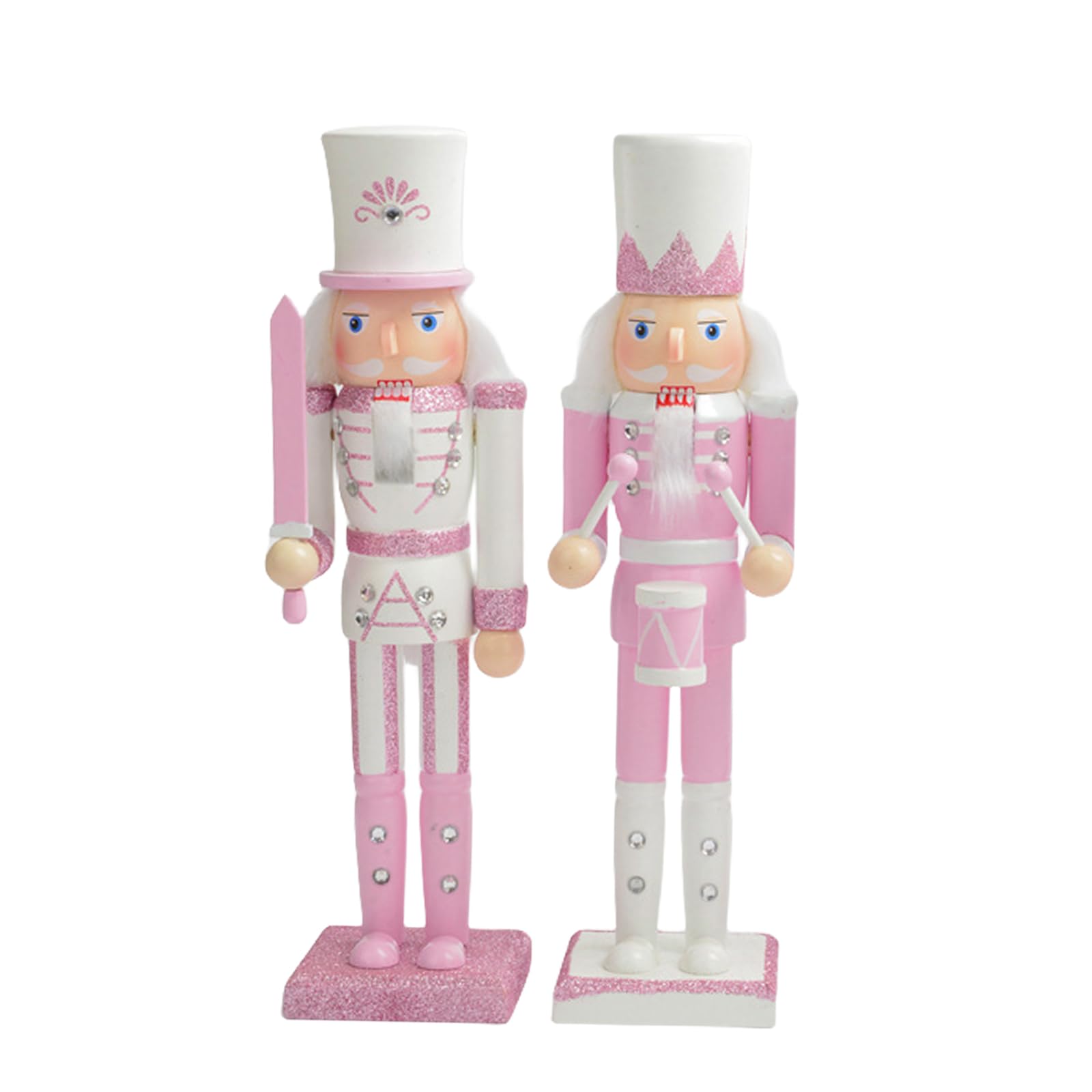 30cm Wooden Pink Nutcracker Soldier Christmas Decorations,2pcs Large Christmas Nutcracker Figures Ornaments,Nutcracker Gifts Nutcracker Soldiers Puppet Doll for Tradition Xmas Present Indoor Decor