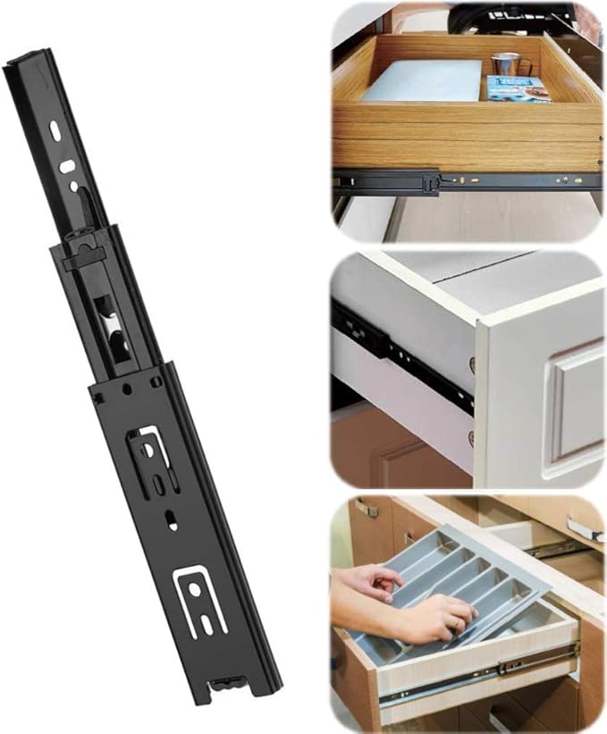2pcs Mini Drawer Slides Full Extension Furniture Guide Rail 3 Section