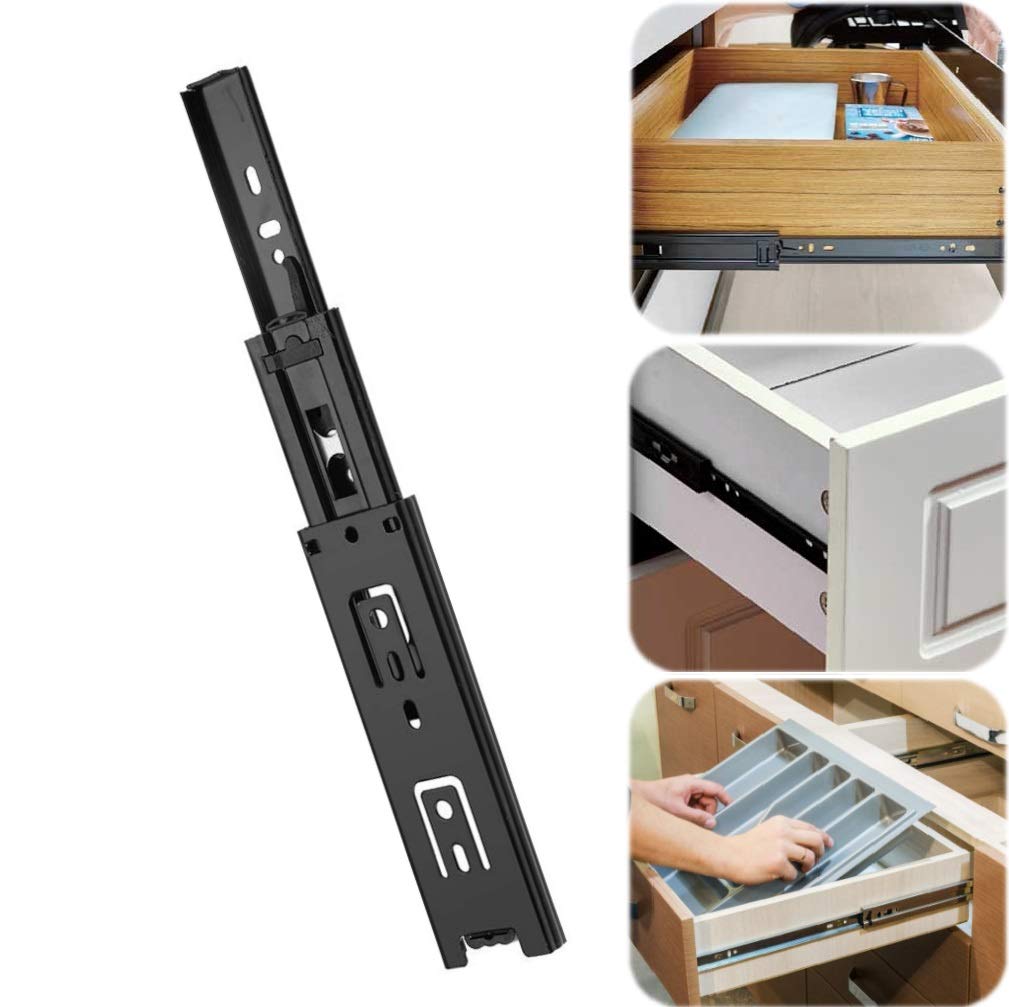 2pcs Mini Ball Bearing Telescopic Drawer Slides Full Extension 3-Section for Furniture Kitchen Cupboard Wardrobe 8-inch