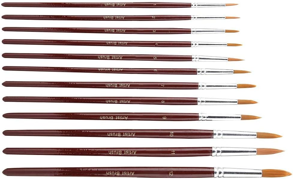 Artist Paint Brushes Set 12PCS Fine Pointed Nylon Art Painting Brushes, for Watercolor Acrylic and Oil Painting(Round tip) - Image 3