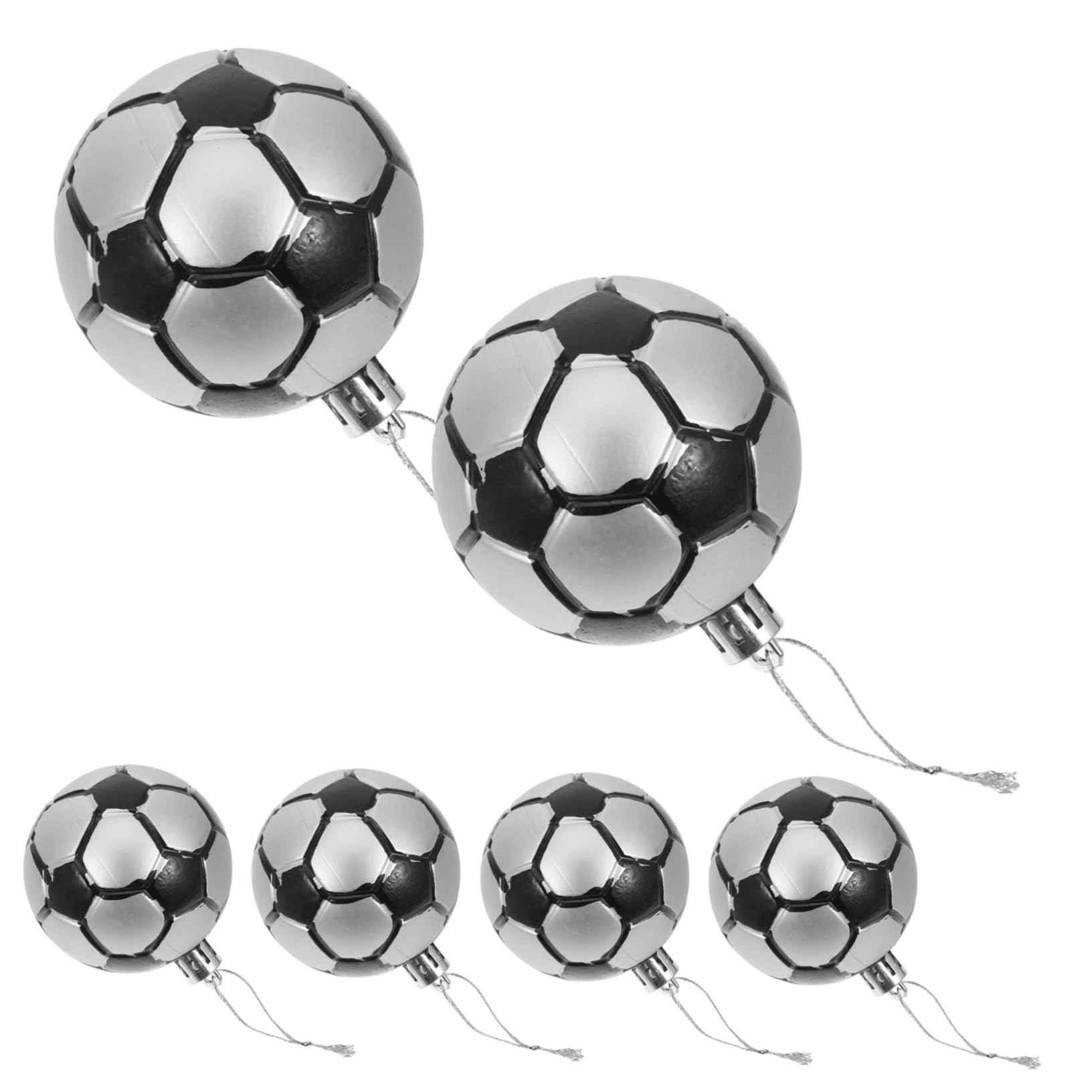 TOYANDONA 6Pcs Christmas Soccer Football Ornament Christmas Tree Ball Xmas Bauble Bulb Spheres Pendant Hanging for DIY Sports Theme Holiday Party Decorations