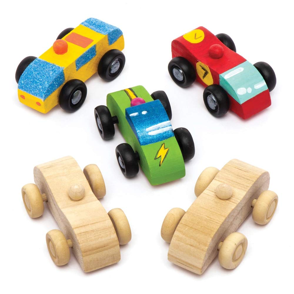 Baker Ross AW583 Mini Wooden Cars (Pack of 5)