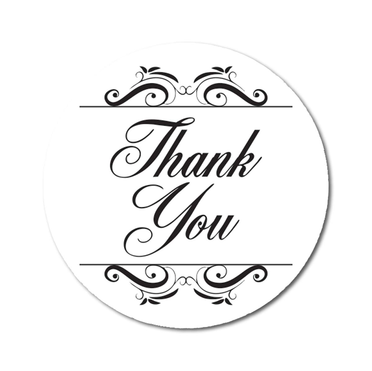 Darling Souvenir Round 1.6 Inches Swirl Border Thank You White Stickers Non Customized Gift-45 Pcs
