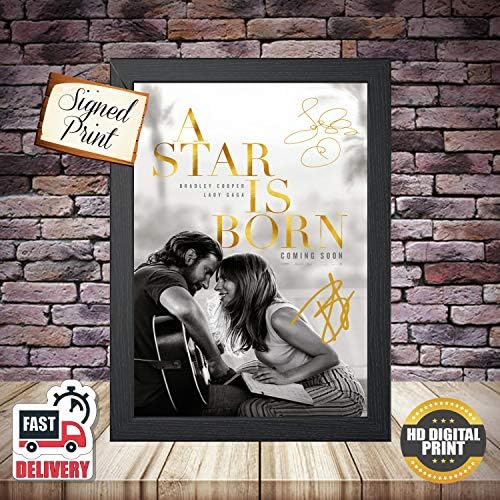 Film - A Star is Born Signed Print Movie Poster - Design Version 2 (A4 Jet Black Framed)