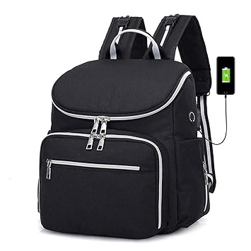 Zoylink Diaper Backpack USB Port Nappy Bag Diaper Bag for Outdoor Travel
