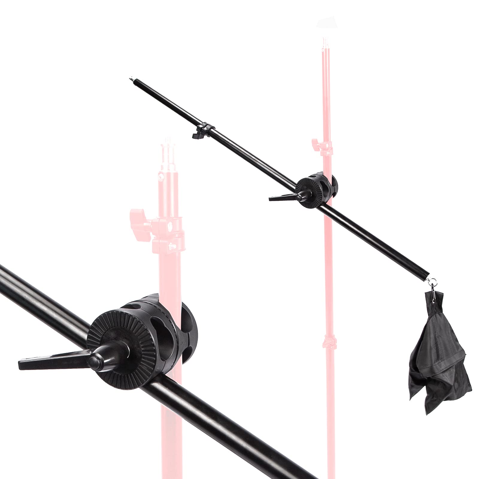 79-140CM Lighting Holding Boom Arm Tripod Sandbag Telescopic Boom Arm and Lock Nut, Double Clamp, for Photo Studio Photography