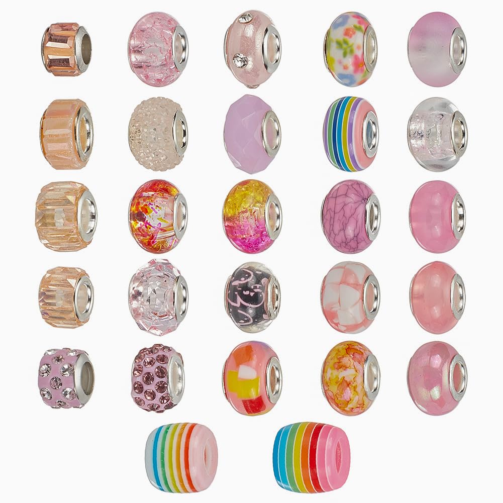NBEADS 54 x Mixed Colour European Rhinestone Beads, Large Hole Rondelle Spacer Beads Fit European Snake Chain Charm Bracelet